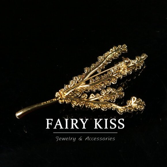 Luxury Gold Tone Rhinestone Branch Pin - Picture 2 of 9